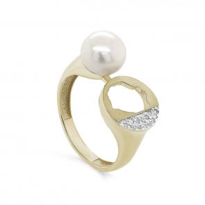 Кольцо из лимонного золота KABAROVSKY с бриллиантом и жемчугом K11-21398-1500 фото