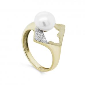 Кольцо из лимонного золота KABAROVSKY с бриллиантом и жемчугом K11-21399-1500 фото