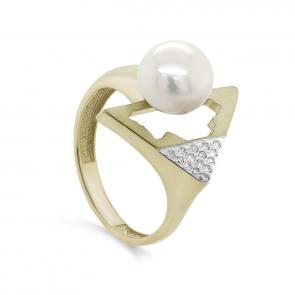 Кольцо из лимонного золота KABAROVSKY с бриллиантом и жемчугом K11-21400-1500 фото