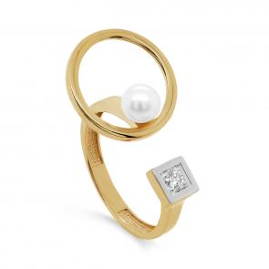 Кольцо из лимонного золота KABAROVSKY с бриллиантом и жемчугом K11-21437-1500 фото
