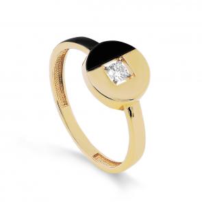 Кольцо из лимонного золота KABAROVSKY с бриллиантом и эмалью K11-21453-1002 фото