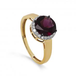 Кольцо из лимонного золота KABAROVSKY с бриллиантом и родолитом K11-21544-2100 фото
