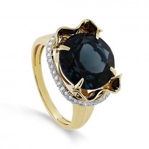 Кольцо из лимонного золота KABAROVSKY с бриллиантом и Лондон топазом K11-21575-2300 фото