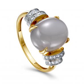 Кольцо из лимонного золота KABAROVSKY с бриллиантом и лунным камнем K11-21583-8700 фото