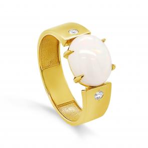 Кольцо из лимонного золота KABAROVSKY с бриллиантом и опалом K11-21592-10800 фото