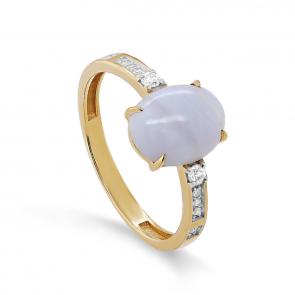 Кольцо из лимонного золота KABAROVSKY с бриллиантом и агатом K11-21595-4000 фото