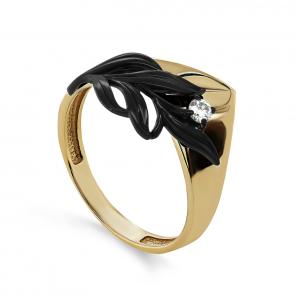 Кольцо из лимонного золота KABAROVSKY с бриллиантом и керамикой K11-21610-1089 фото