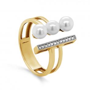 Кольцо из лимонного золота KABAROVSKY с бриллиантом и жемчугом K11-21647-1500 фото