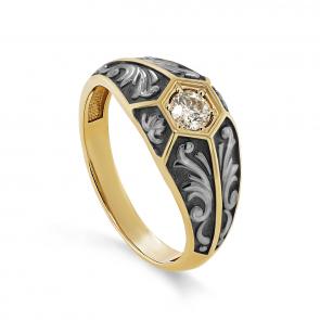 Кольцо из лимонного золота KABAROVSKY с бриллиантом K11-21654-9289 фото