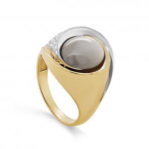 Кольцо из лимонного золота KABAROVSKY с бриллиантом и лунным камнем K11-21657-8700 фото