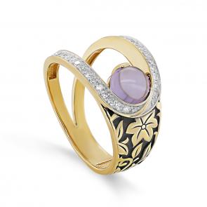 Кольцо из лимонного золота KABAROVSKY с аметистом и бриллиантом K11-21673-5389 фото