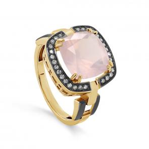 Кольцо из лимонного золота KABAROVSKY с бриллиантом и кварцем K11-21676-9389 фото