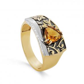 Кольцо из лимонного золота KABAROVSKY с бриллиантом и цитрином K11-21685-20489 фото