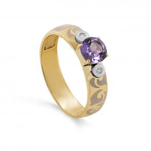 Кольцо из лимонного золота KABAROVSKY с аметистом и бриллиантом K11-21690-5300 фото