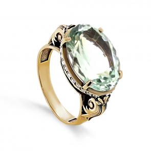 Кольцо из лимонного золота KABAROVSKY с бриллиантом и празиолитом K11-21722-21183 фото