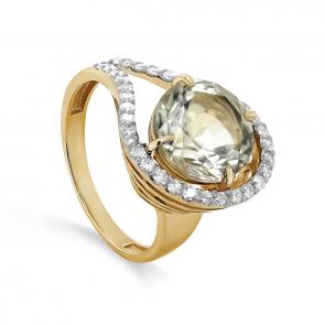 Кольцо из лимонного золота KABAROVSKY с бриллиантом и празиолитом K11-21726-21100 фото