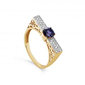 Кольцо из лимонного золота KABAROVSKY с бриллиантом и иолитом K11-21789-21300 фото