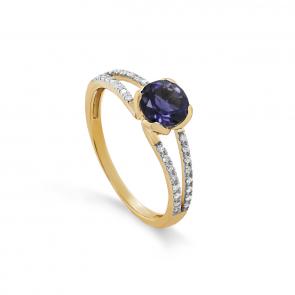 Кольцо из лимонного золота KABAROVSKY с бриллиантом и иолитом K11-21798-21300 фото
