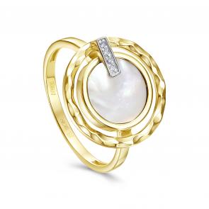 Кольцо из лимонного золота KABAROVSKY с бриллиантом и перламутром K11-21815-6200 фото