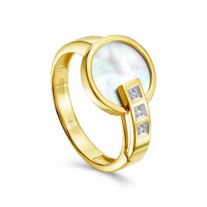 Кольцо из лимонного золота KABAROVSKY с бриллиантом и перламутром K11-21817-6200 фото