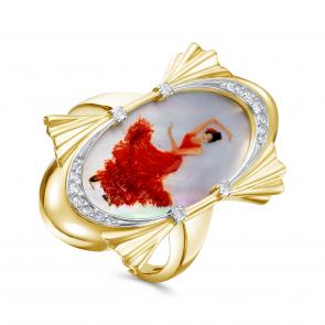 Кольцо из лимонного золота KABAROVSKY с бриллиантом и перламутром K11-21837-8600 фото