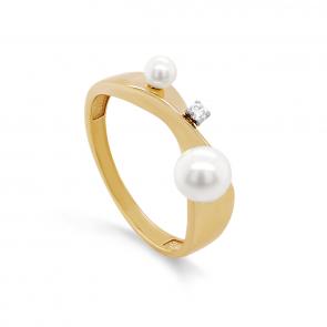 Кольцо из лимонного золота KABAROVSKY с бриллиантом и жемчугом K11-21842-1500 фото