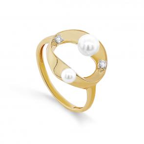 Кольцо из лимонного золота KABAROVSKY с бриллиантом и жемчугом K11-21843-1500 фото