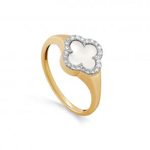 Кольцо из лимонного золота KABAROVSKY с бриллиантом и перламутром K11-21850-6200 фото