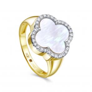 Кольцо из лимонного золота KABAROVSKY с бриллиантом и перламутром K11-21854-6200 фото