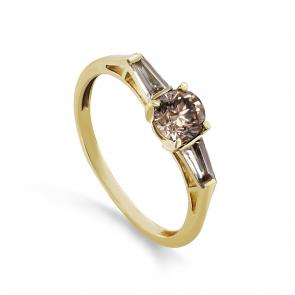 Кольцо из лимонного золота KABAROVSKY с бриллиантом и коньячным бриллиантом K11-21890-6000 фото