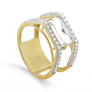 Кольцо из лимонного золота KABAROVSKY с бриллиантом и горным хрусталём K11-21926-5500 фото