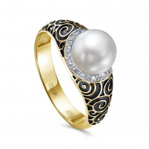 Кольцо из лимонного золота KABAROVSKY с бриллиантом и жемчугом K11-21933-1589 фото