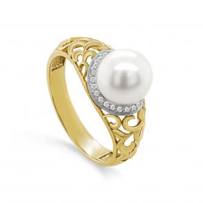 Кольцо из лимонного золота KABAROVSKY с бриллиантом и жемчугом K11-21934-1500 фото