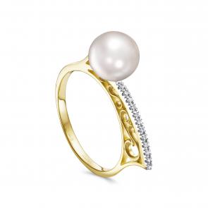Кольцо из лимонного золота KABAROVSKY с бриллиантом и жемчугом K11-21936-1500 фото