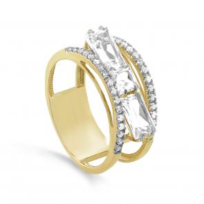 Кольцо из лимонного золота KABAROVSKY с бриллиантом и горным хрусталём K11-21940-5500 фото