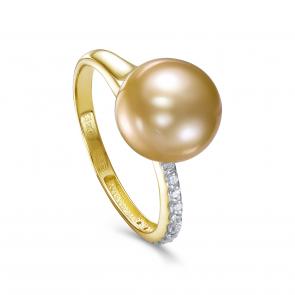 Кольцо из лимонного золота KABAROVSKY с бриллиантом и жемчугом K11-21956-13500 фото
