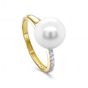 Кольцо из лимонного золота KABAROVSKY с бриллиантом и жемчугом K11-21956-1500 фото