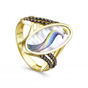 Кольцо из лимонного золота KABAROVSKY с перламутром и коньячным бриллиантом K11-21972-62489 фото