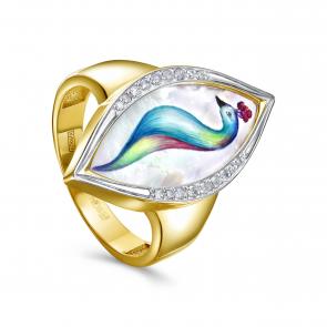 Кольцо из лимонного золота KABAROVSKY с бриллиантом и перламутром K11-21982-62400 фото