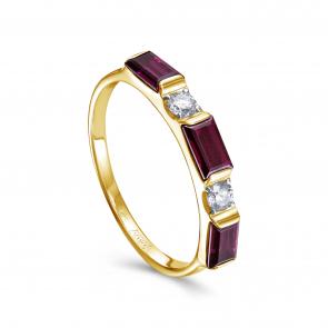 Кольцо из лимонного золота KABAROVSKY с бриллиантом и родолитом K11-21995-2100 фото