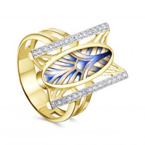 Кольцо из лимонного золота KABAROVSKY с бриллиантом и перламутром K11-22039-62400 фото