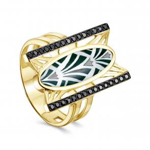 Кольцо из лимонного золота KABAROVSKY с перламутром и чёрным бриллиантом K11-22041-62489 фото