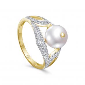 Кольцо из лимонного золота KABAROVSKY с бриллиантом и жемчугом K11-22085-1500 фото