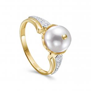 Кольцо из лимонного золота KABAROVSKY с бриллиантом и жемчугом K11-22088-1500 фото