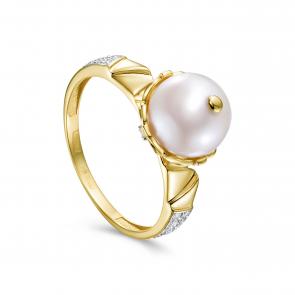 Кольцо из лимонного золота KABAROVSKY с бриллиантом и жемчугом K11-22103-1500 фото