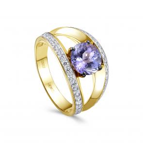 Кольцо из лимонного золота KABAROVSKY с бриллиантом и танзанитом K11-22121-10089 фото