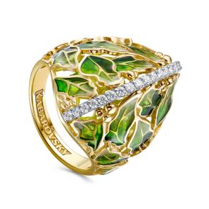 Кольцо из лимонного золота KABAROVSKY с бриллиантом и эмалью K11-22189-1013 фото