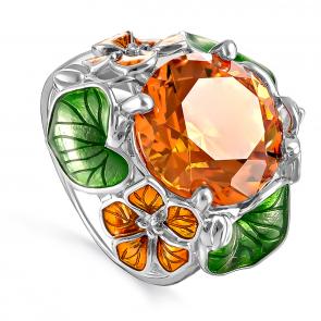 Серебряное кольцо KABAROVSKY с ситаллом цвета Цитрин и эмалью K11-227-52601 фото