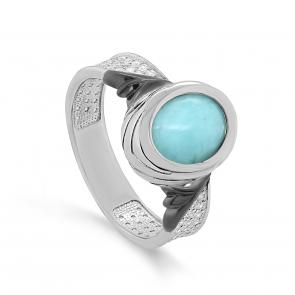 Серебряное кольцо KABAROVSKY с фианитом и амазонитом K11-240-20189 фото