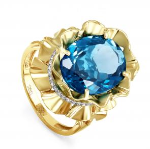 Кольцо из лимонного золота KABAROVSKY с бриллиантом и Лондон топазом K11-2806-2300 фото